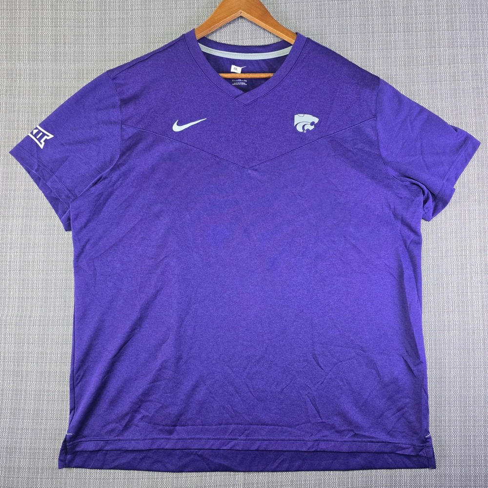 K-State Wildcats Nike Team Issued Dri-Fit Shirt Mens XXL Purple On-Field Big 12 - Picture 2 of 16